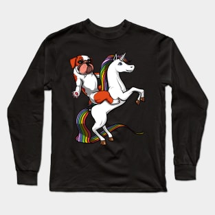 English Bulldog Riding Unicorn Long Sleeve T-Shirt